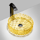 New Arrival CE Cupc Sink Tempered Glass Transparent Yellow Crystal Basin