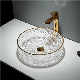 New Arrival Modern Crystal Glass Basin Sink: Diamond Design, Tempered Glass, Table Top Mounted, Light Yellow Color, and Stylish Bathroom Accessory