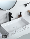  Fashionable Hotel Bathroom Marble Design Vessel Sink Ceramic Glazed Clean Marble Color Pattern Rectangular Toilet Basin