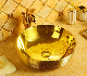  New Style Fashion Wholesale Ceramic Round Plating Golden Art Basin