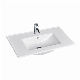  Fashionable Ceramic Countertop Basin Semi-Recessed Square Cabinet Basin White Hotel Bathroom Faucet Basin