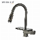 Waterfall Grey Sink Kitchen Faucet Hot Cold Single Hole Pull out Mixer Tap Multiple Water Outlets Rotation Rainfall Faucet Tap