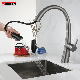  Sanipro New Streamline Design Luxury Single Handle 304 Stainless Steel Black Bathroom Sink Mixer Taps Pull Down Kitchen Faucets