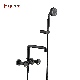 Fyeer Double Handle Black Wall Mounted Bathtub Faucet with Hand Shower