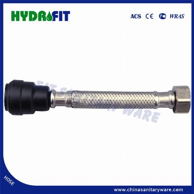Factory Manufacture 15mmx1/2"F, 3/4"Fstainless Steel Braided Push-Fit Flexible Hose Woven Hose (HY6361)