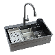  High Quality Multifunctional Sink with Combination of Stretching Process and Handmade, Black Nano Sink