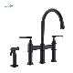 Aquacubic Cupc Matte Black Bronze High Arc Bridge Kitchen Faucet with Side Spray Kitchen Faucet