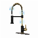  Modern Touchless Sensor Touch Black Gold Kitchen Faucet with 360° Rotating Spring, Single Handle, and Thermostatic Function for Hot and Cold Water