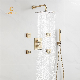 USA Upc Gold Wall Mounted Concealed Bath Room Square Rain Plastic Head Thermostatic Shower Hand Shower Bathroom Faucet Shower