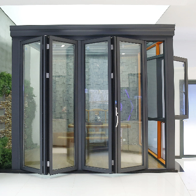 Sixinalu Aluminum Profile Double Glazed Tempered Glass Sun Room Entrance Folding Door