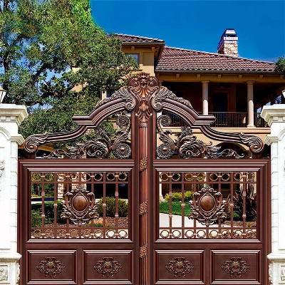 Modern Golden Gate Aluminum Courtyard Fence Gate for Residential or Villa