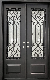  Classic Home Entry Security Steel Glass Double Doors Wrought Iron Door