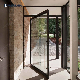  Modern Entry Black Aluminium Alloy Pivot Glass Front Door