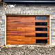 Contemporary Planks Accents Woodtones Wooden Grain Steel Garage Door with Black Window Frame and Tinted Glass manufacturer