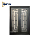 Belton Double Front Entry Iron Door with Tempered Frosted Glass Dark Bronze Finish