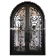Hot Sell Wrought Iron Door Unique Design Entry Front Double Glass Metal Security Steel Door for Home manufacturer