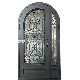  Arched European and American Style Design with Customized One and Half Double Open Front Door Safety Entry Iron Glass Door