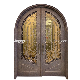Bronze Color Main Gate Design for Custom Front Entry Double Iron Front Steel Metal Security Metal Glass Door for House Building Material with Quality Lock manufacturer