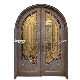 Bronze Color Main Gate Design for Custom Front Entry Double Iron Front Steel Metal Security Metal Glass Door for House Building Material with Quality Lock