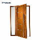 House Exterior Walnut Wood Veneer Design China Double Zinc Alloy Steel Door with Glass manufacturer