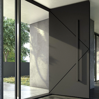 Louvered Double Entry Black French Exterior Security Steel / Aluminum / Metal Door