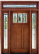  Mahogany Solid Wood Door with Glass Side-Lite and Transom