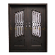  Customized Hurricane Impact Double Glass Exterior Wrought Iron Front Door