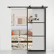  Black Steel Frame Interior Custom Size Sliding Entry Glass Door