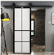  Frosted Glass Sliding Barn Door with Black Steel Frame for Bathroom Glass Doors From China Glass Door Factory