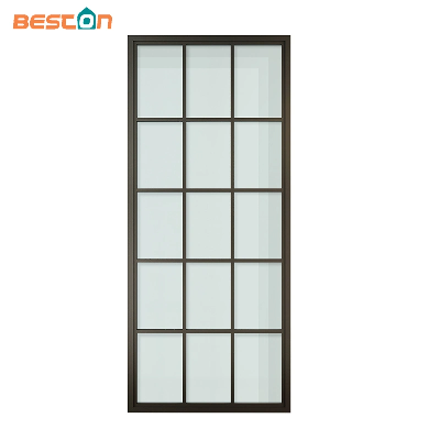 fashion Morden French Style 15 Lites Steel Frame Glass Barn Door