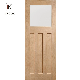 Unfinished Solid Wood Frame Internal Oak Door with Frosted Glass Panel for Bathroom Door