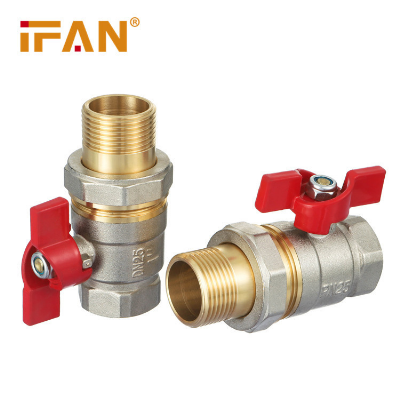 Ifan Red Color Brass Ball Valve Butterfly Handle Male Thread 1/2" Union Brass Ball Valve