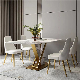 Luxury Leather Dinner Restaurant Chair Marble Rectangle Table Banquet Dining Furniture Set manufacturer