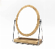  Bamboo Wood Frame Magnifying Hand Decorative Desk Face Make up Mirror