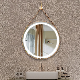 Bathroom Bedroom Solid Bamboo Frame Mirror Adjustable Leather Strap Hanging Round Wall Mirror manufacturer