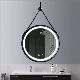 Hanging Round Wall Mirror in Bathroom & Bedroom - Solid Bamboo Frame & Adjustable Leather Strap