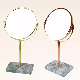Home Decoration Natural Stone Round Desktop Makeup Mirror with Marble Base manufacturer