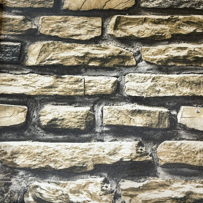 High Quality 230GSM Ready Stock 3D Brick & Stone Design 0.53m PVC Wallpaper