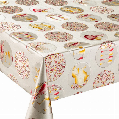 Golden Embossed Polyester PVC Film Wholesale Washable Table Cloth Clear Plastic Table Cover