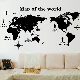  Home Decor Adhesive PVC Travel Black World Map Wall Stickers