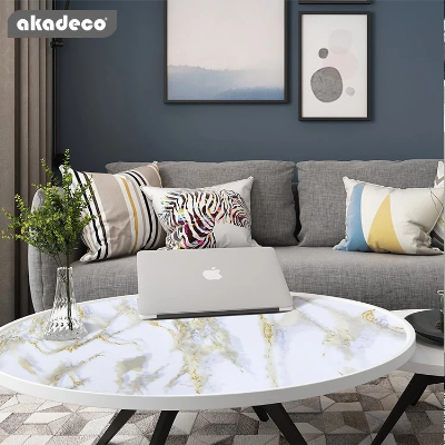 Hot Sale Self-Adhesive Waterproof PVC Brown White Marble Wallpaper for Kitchen