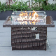 Rectangle Patio Garden Outdoor Fire Pit Table Propane Gas Rattan Fireplace Fire Pit Table Set