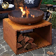 Simple Corten Steel Rusty Metal Combination Barbecue Heating Fire Pit manufacturer