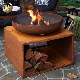 Simple Corten Steel Rusty Metal Combination Barbecue Heating Fire Pit