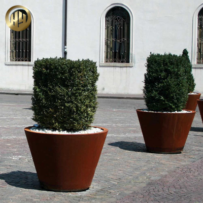 Outdoor Corten Steel Rusty Metal 2mm Thickness Tapered Planter