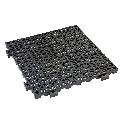 12" X 12" Black Vinyl Interlocking Drainage Floor Tile