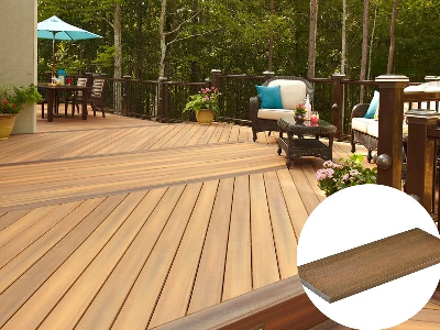 Capped Co Extrusion WPC Decking Outdoor Board Terrace Fluted Woodgrain Floor