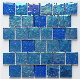  Iridescent Blue Shining Square Swimming Pool Tile Crystal Glass Mosaic Basic Customization