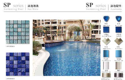 Wholesale Price Wave Surface Blue Ceramic Mosaic Swimming Pool Tiles for Sale