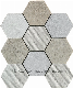 Hexgonal Beige Light Gray Marble Stone Mosaic Tile